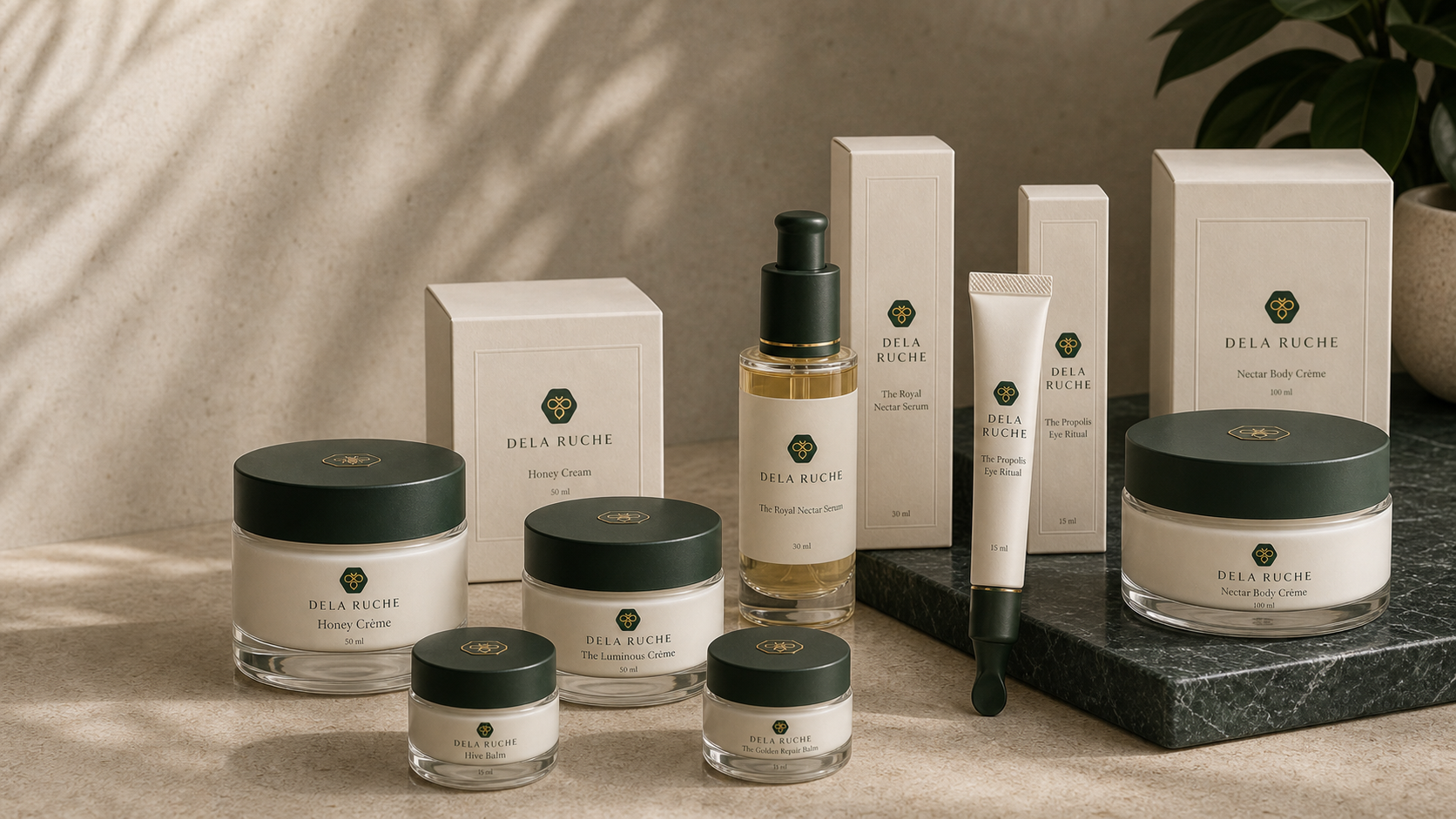 DELA RUCHE seven-product skincare lineup